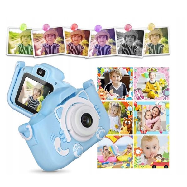 Cámara digital para niños, cámara juegos color azul